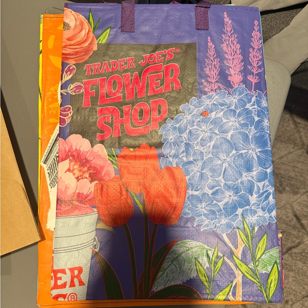 Trader Joe's Flower Shop Purple Tote Bag
